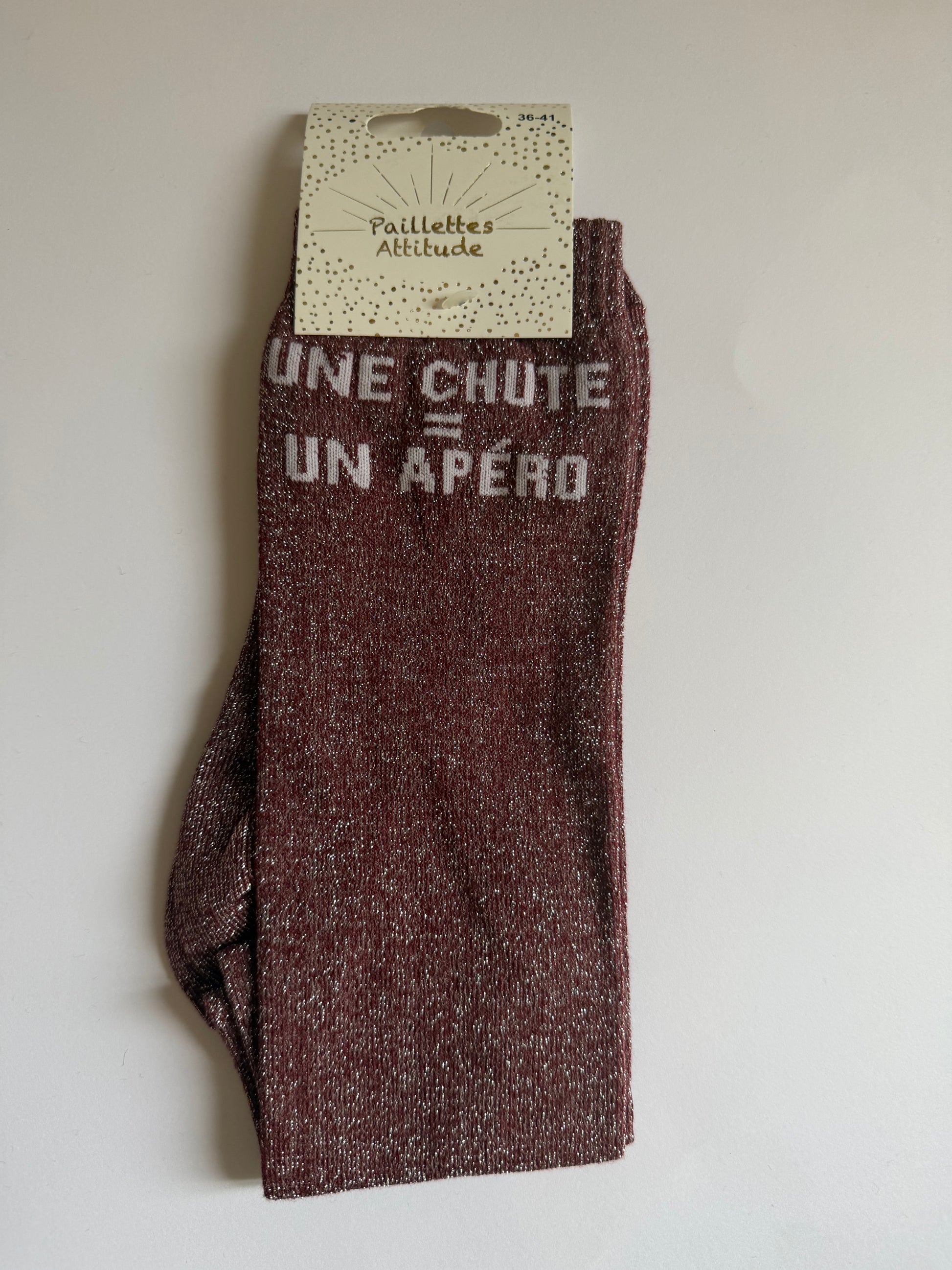 Chaussette pailletée équitation 36-41 UNE CHUTE=UN APÉRO