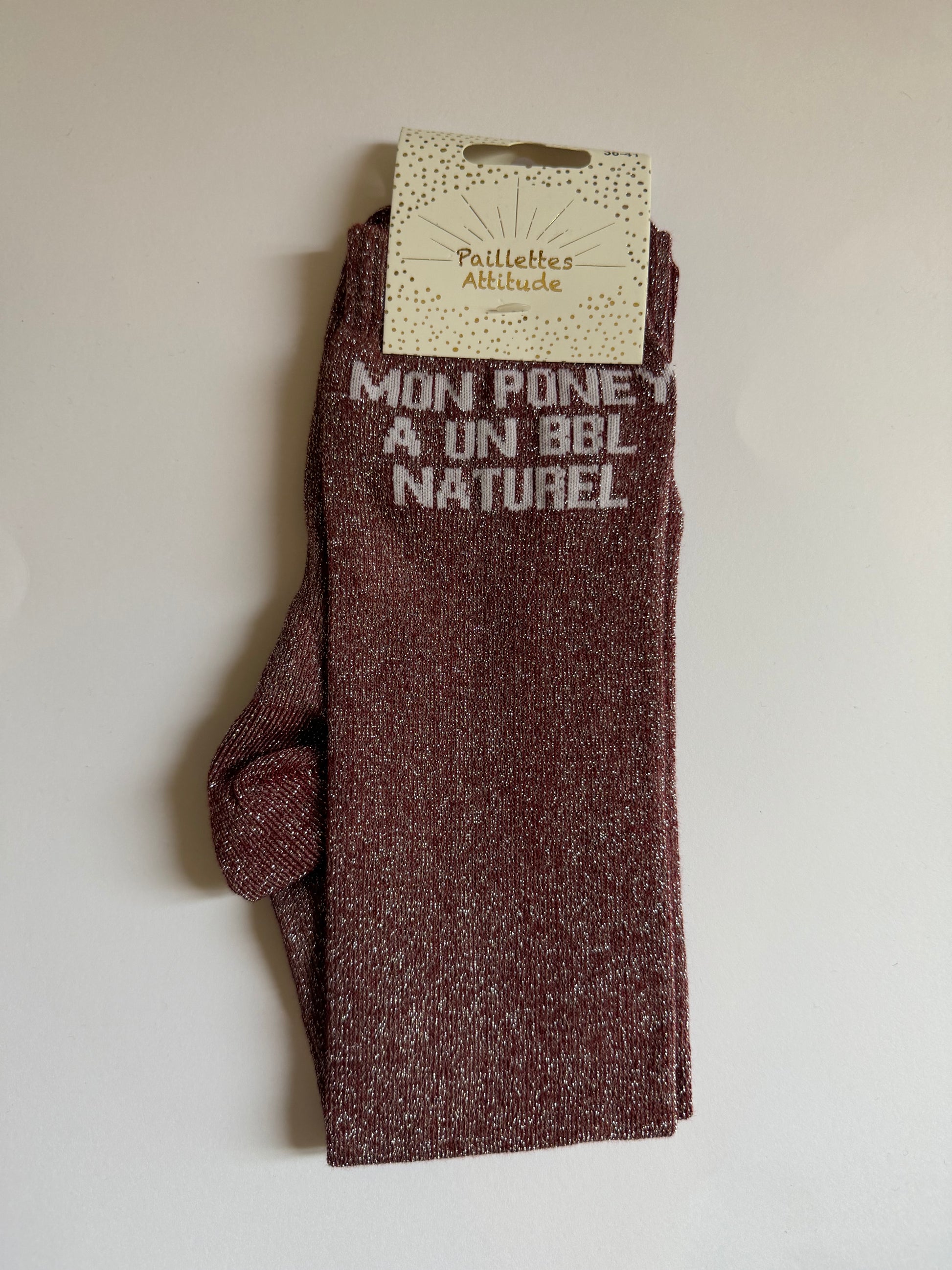Chaussette pailletée équitation 36-41 MON PONEY À UN BBL NATUREL 