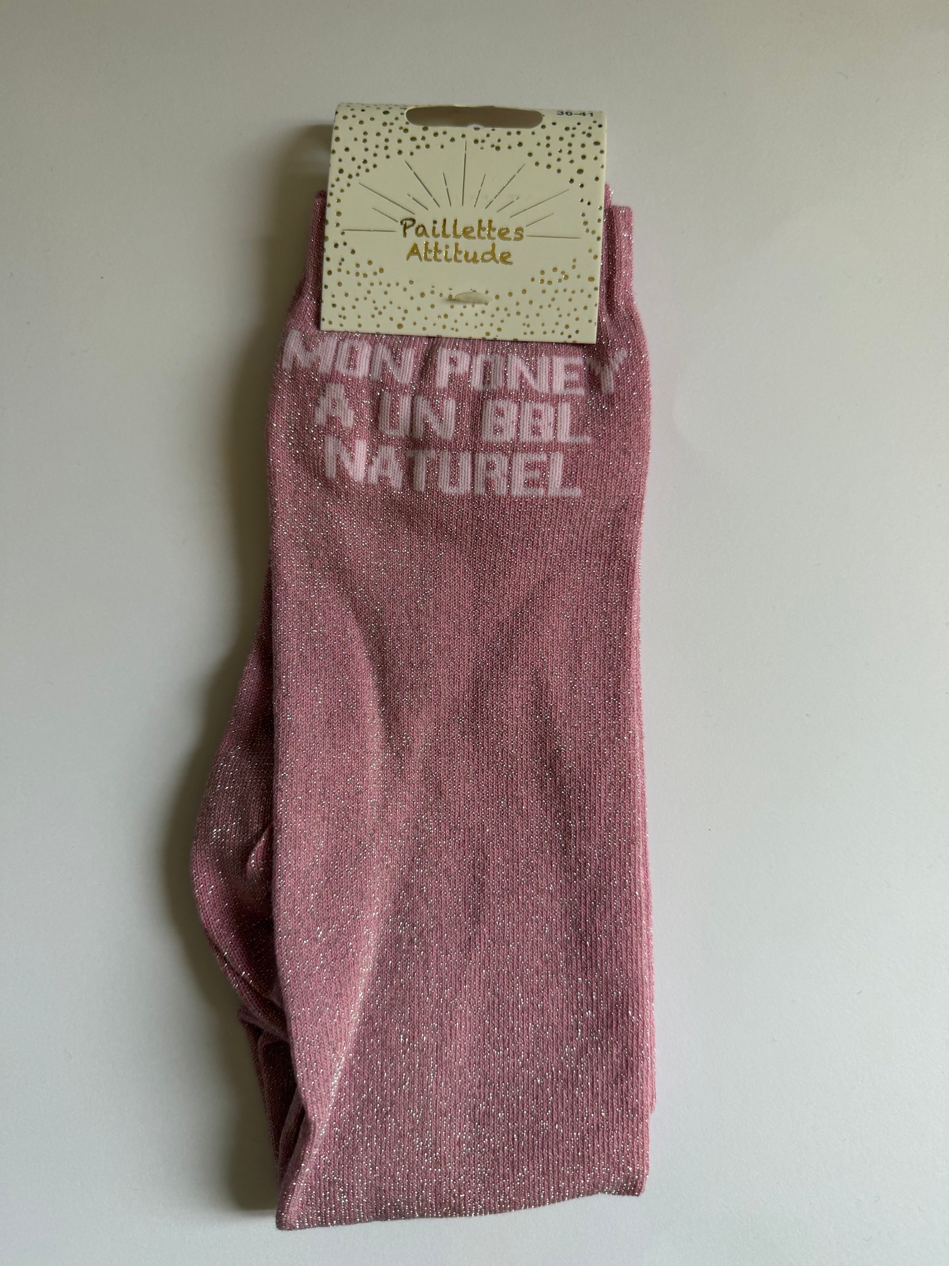 Chaussette pailletée équitation 36-41 MON PONEY À UN BBL NATUREL 