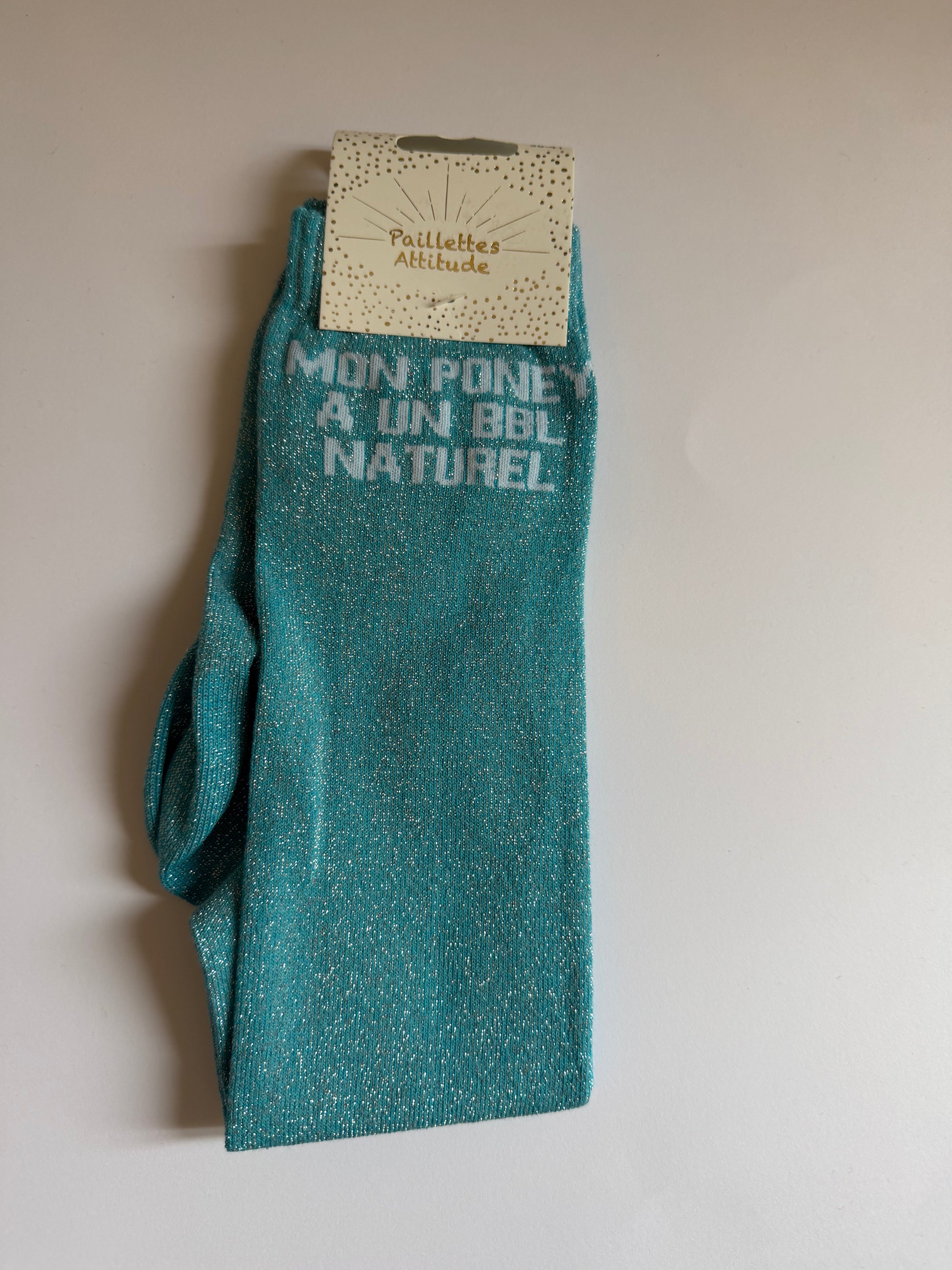 Chaussette pailletée équitation 36-41 MON PONEY À UN BBL NATUREL 