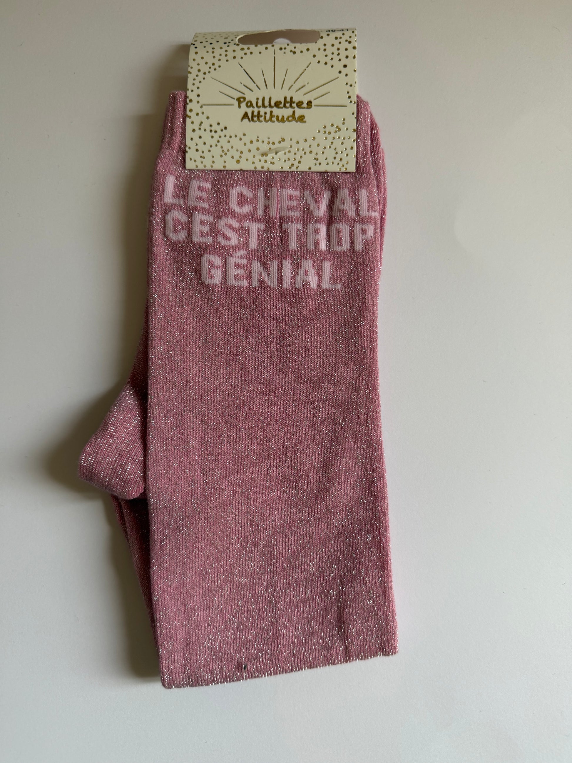 Chaussette pailletée équitation 36-41 LE CHEVAL C’EST TROP GÉNIAL 