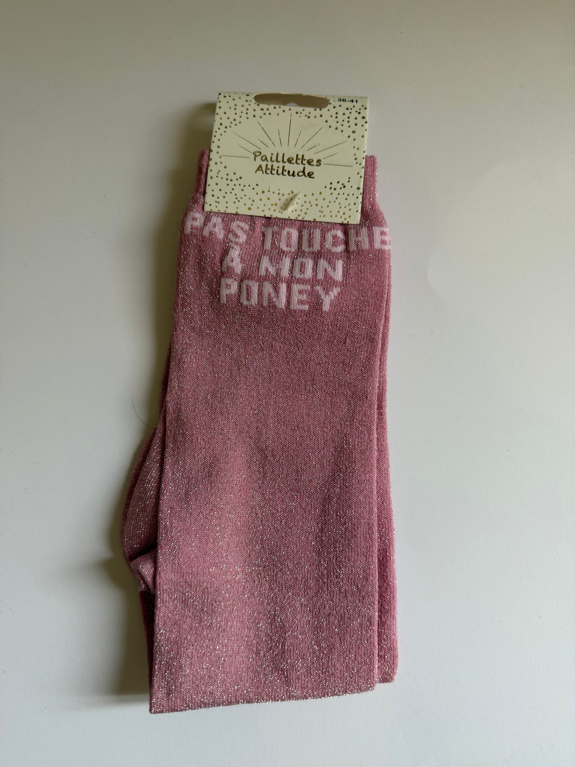 chaussette pailletée équitation 36-41 PAS TOUCHE À MON PONEY