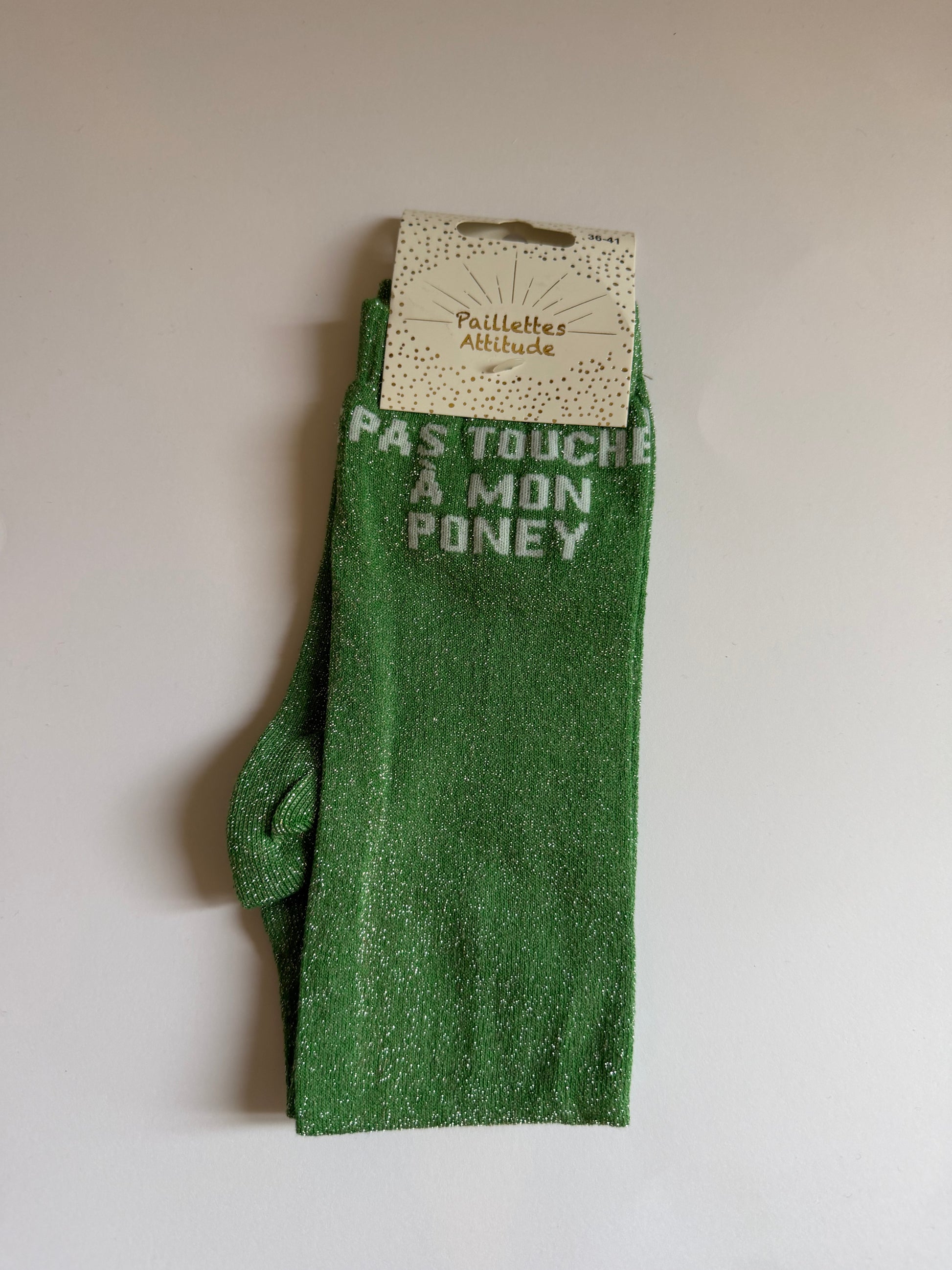 chaussette pailletée équitation 36-41 PAS TOUCHE À MON PONEY