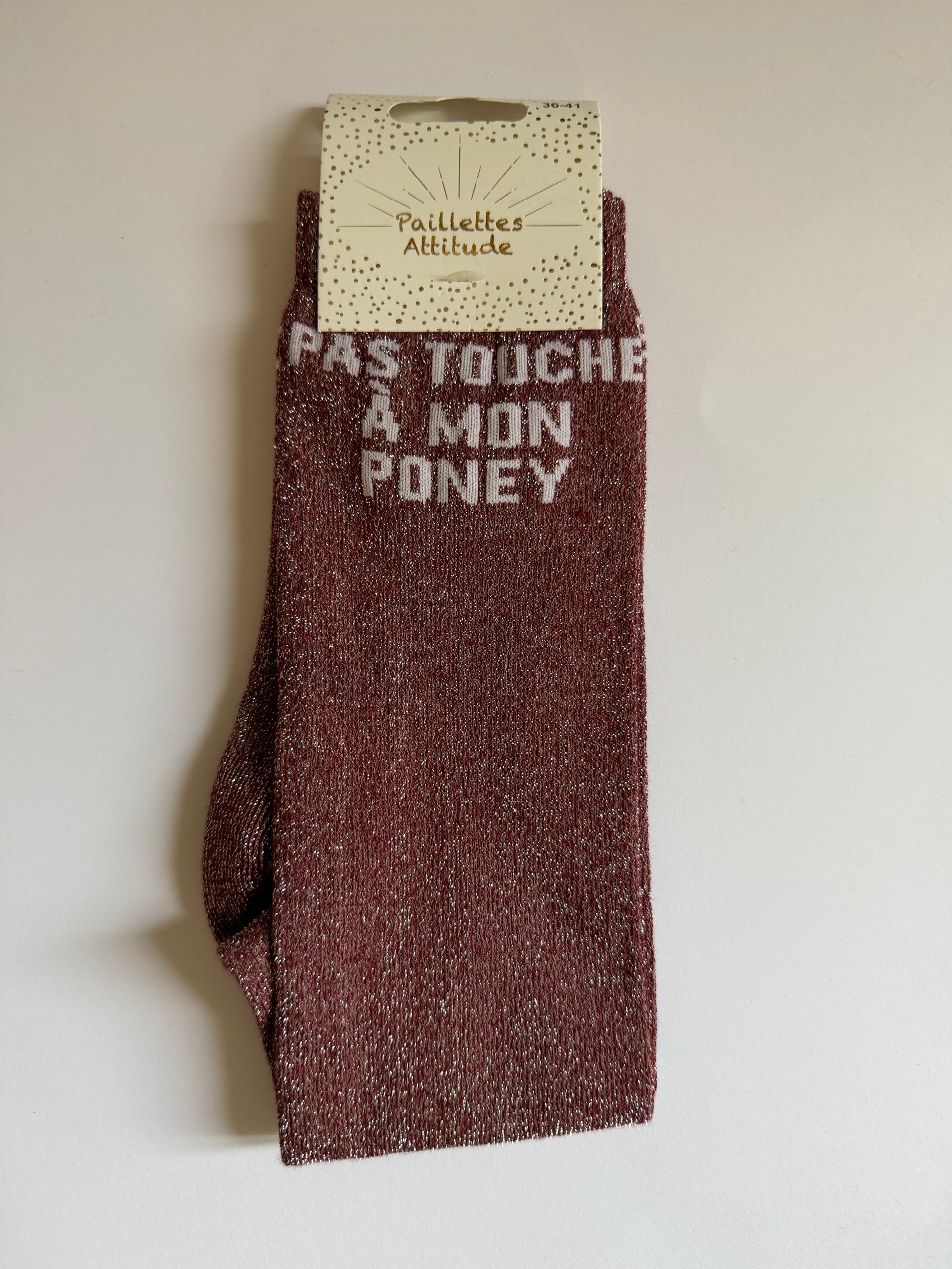 chaussette pailletée équitation 36-41 PAS TOUCHE À MON PONEY