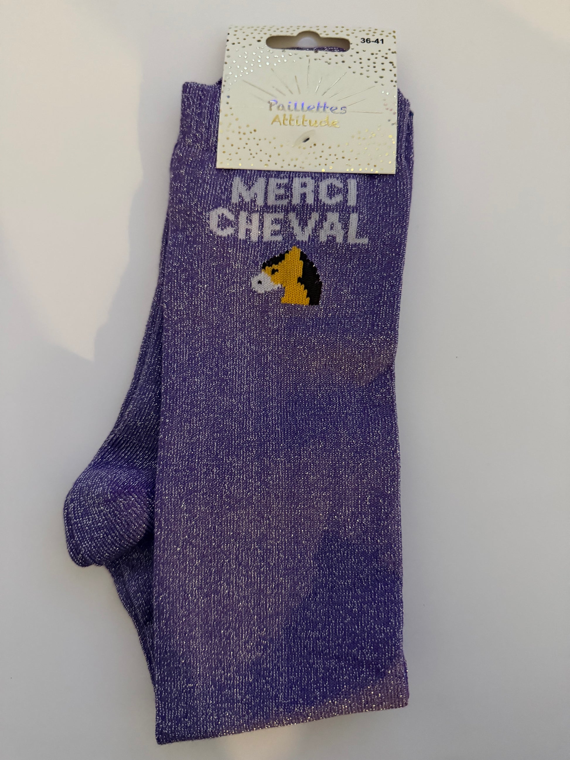 Chaussette pailletée équitation 36-41 MERCI CHEVAL 🐴