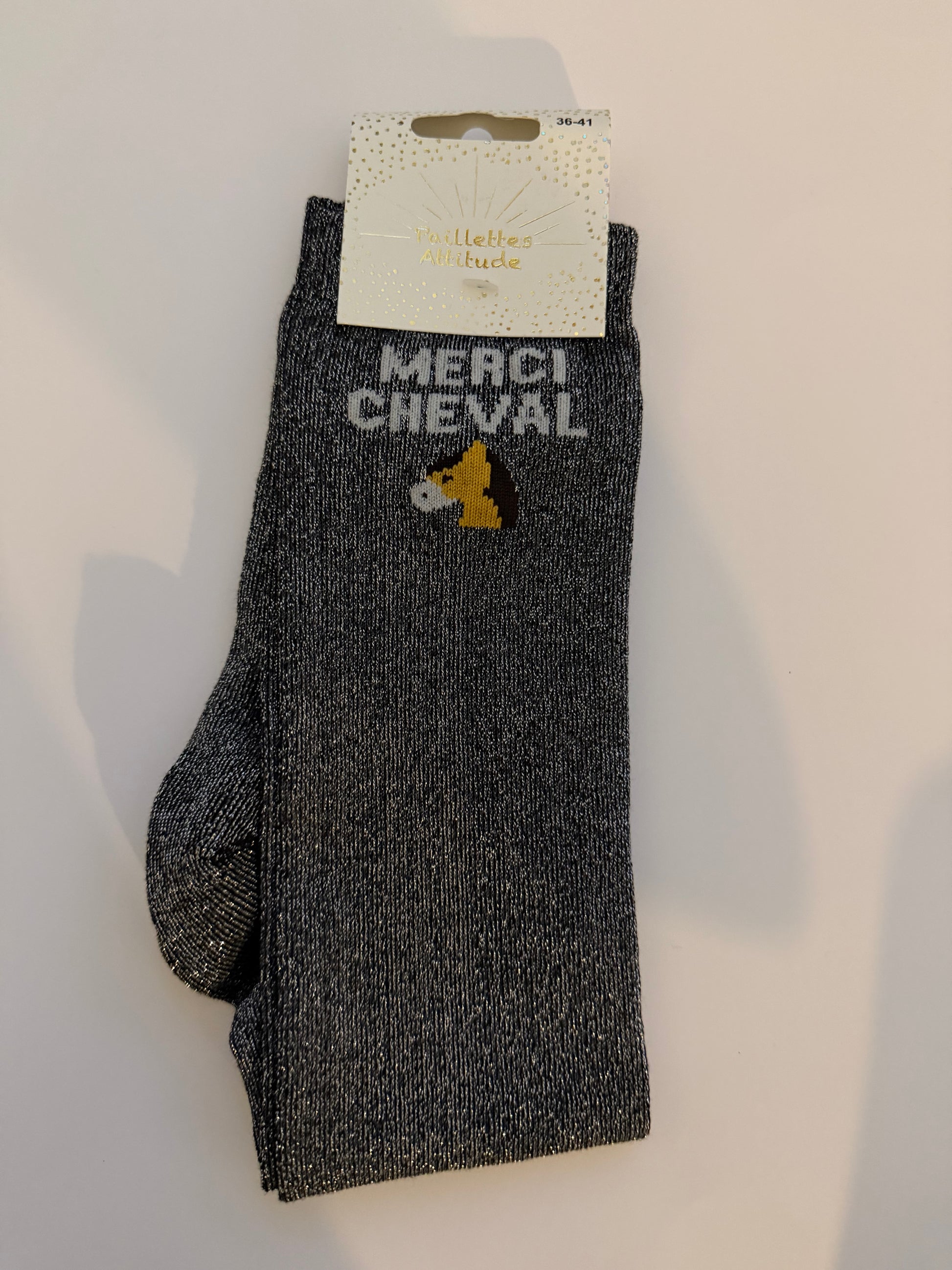 Chaussette pailletée équitation 36-41 MERCI CHEVAL 🐴