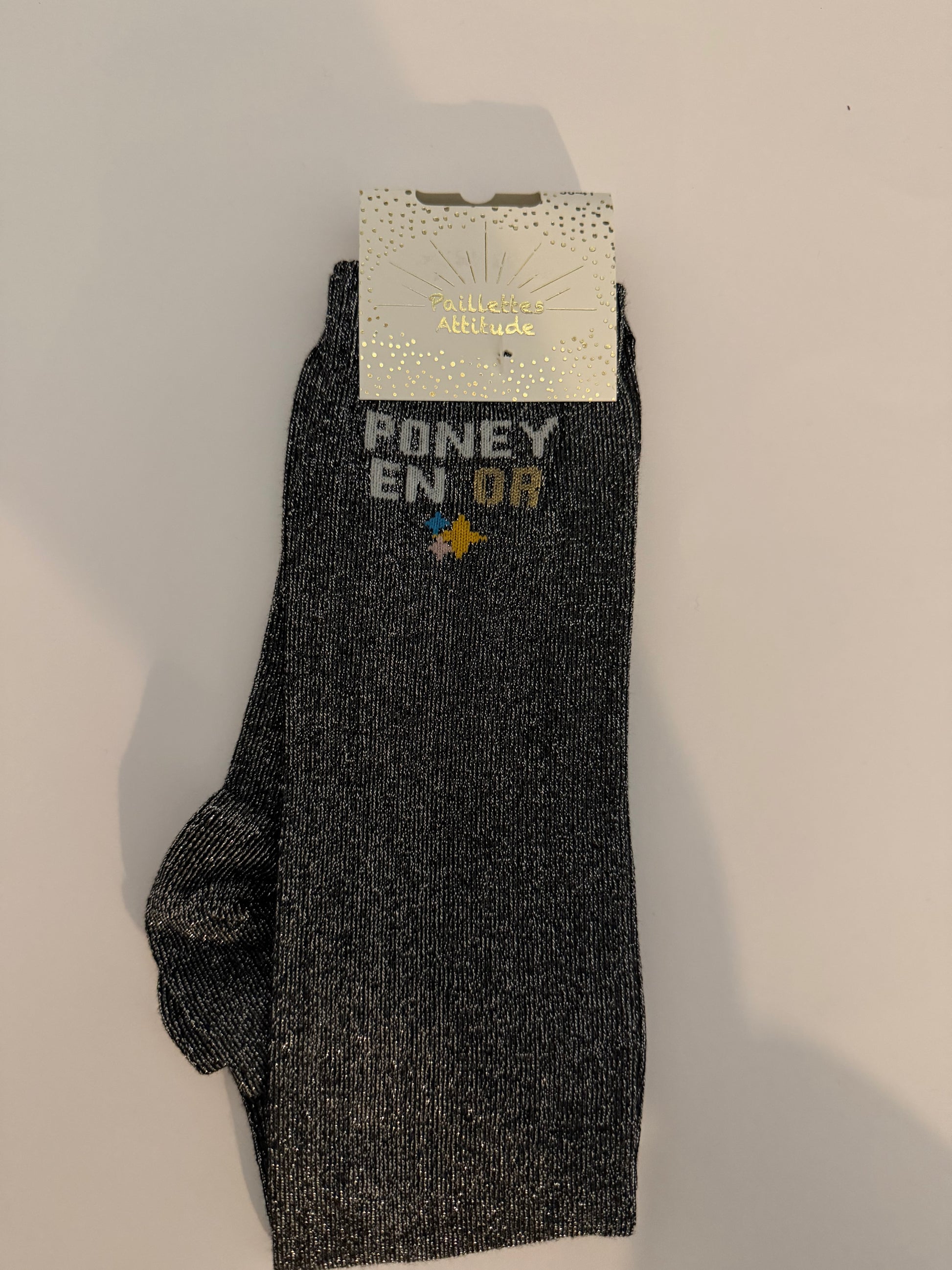Chaussette pailletée équitation 36-41 PONEY EN OR ⭐️
