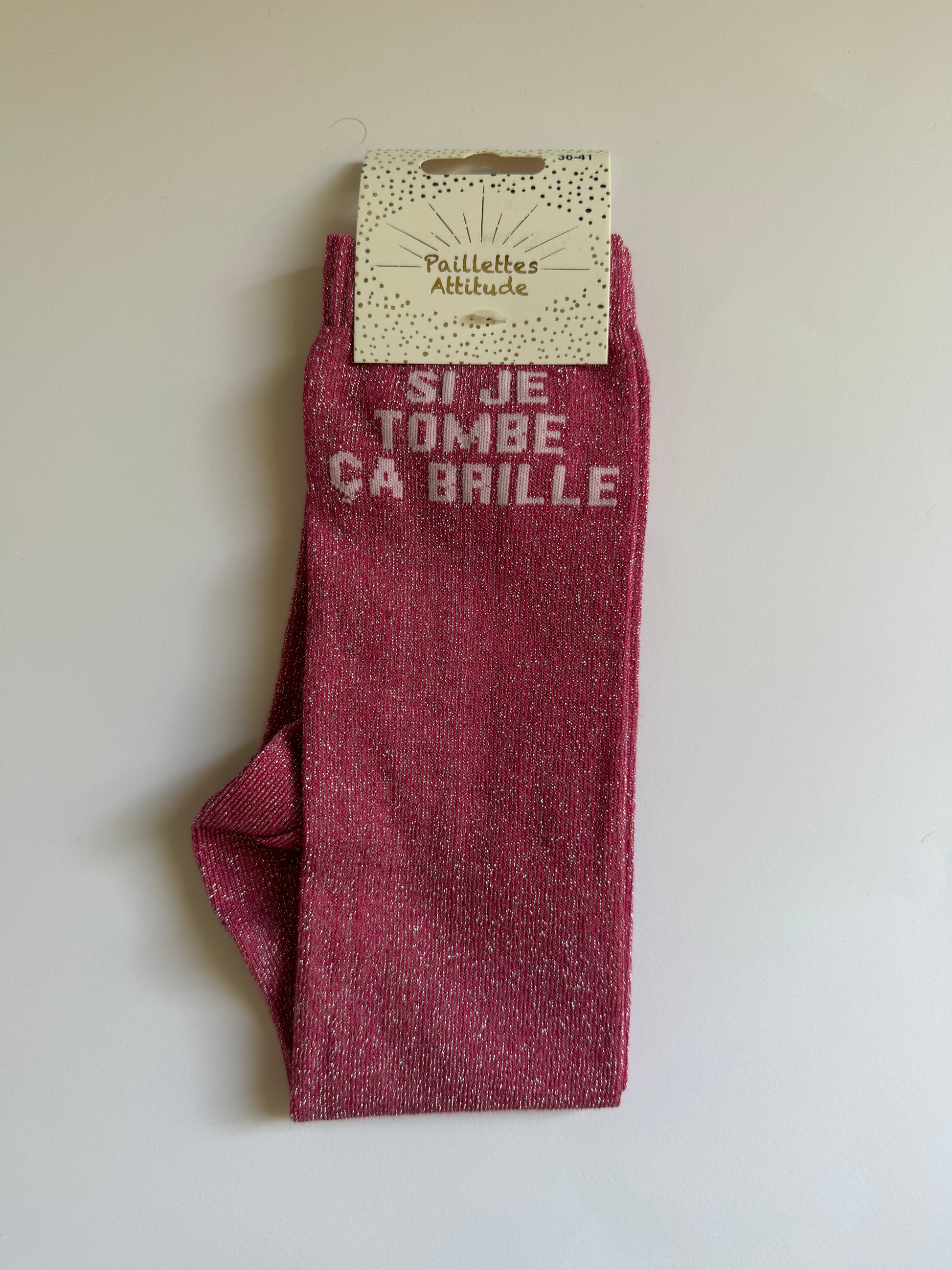 Chaussette pailletée équitation 36-41 SI JE TOMBE ÇA BRILLE