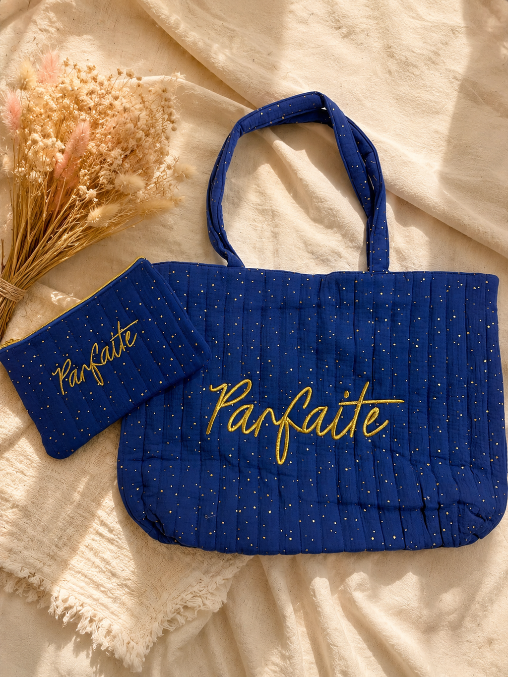 Sac + pochette assortie en gaze de coton vendu séparément